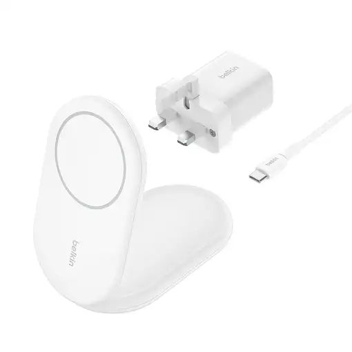Belkin BoostCharge Auriculares, Smartphone Blanco USB Cargador inalámbrico Carga r