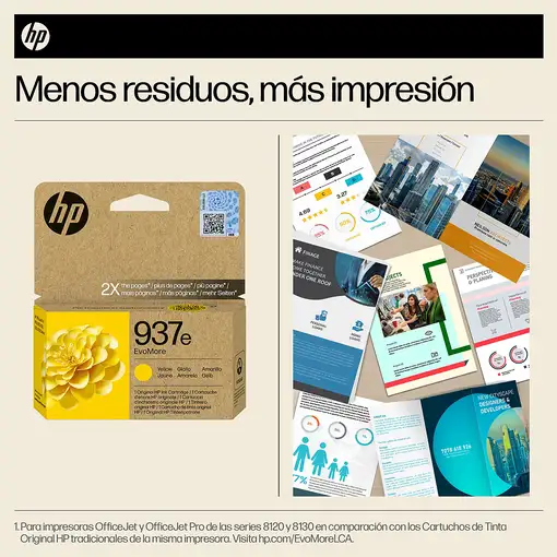 HP Cartucho de Tinta Original EvoMore 937e amarilla
