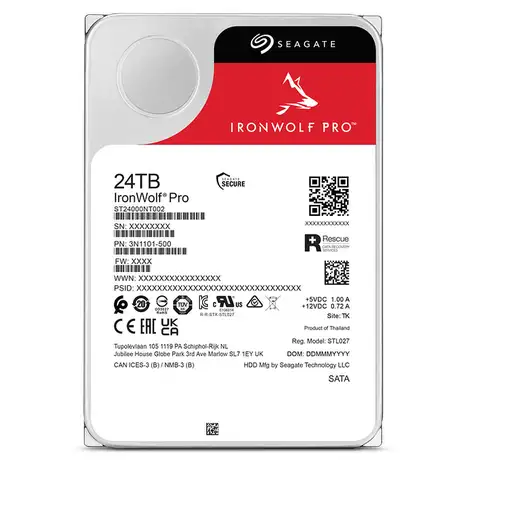 Seagate IronWolf Pro ST24000NT002 disco duro interno 24 TB 7200 RPM 512 MB 3.5" Se