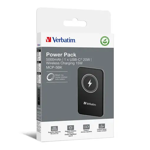 Verbatim Charge 'n' Go Polímero de litio 5000 mAh Cargador inalámbrico Negro