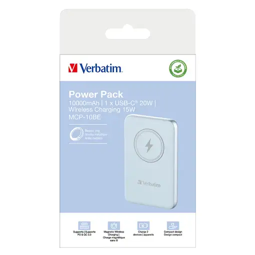 Verbatim Charge 'n' Go Polímero de litio 10000 mAh Cargador inalámbrico Azul