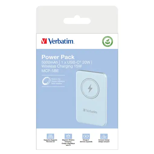 Verbatim Charge 'n' Go Polímero de litio 5000 mAh Cargador inalámbrico Azul