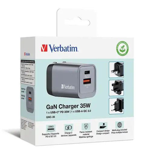 Verbatim GNC-35 Universal Negro, Gris Corriente alterna Carga rápida Interior