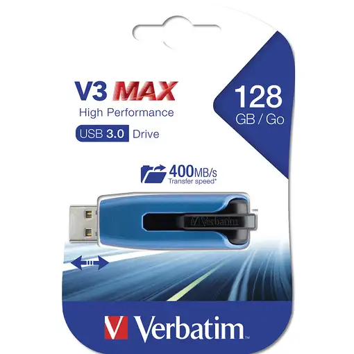 Verbatim V3 MAX - Unidad USB 3.0 de 128 GB - Azul