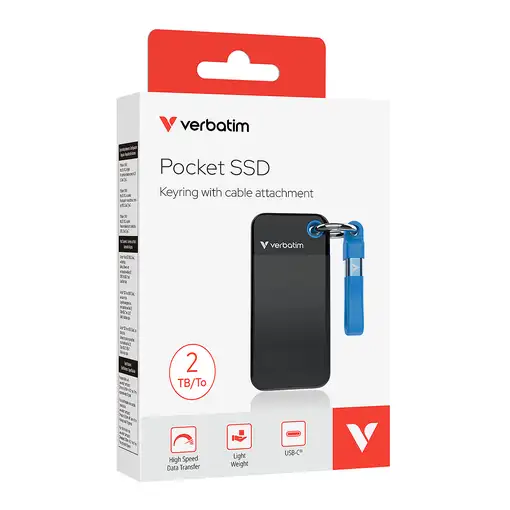 Verbatim Pocket SSD 2 TB USB Tipo C 3.2 Gen 2 (3.1 Gen 2) Negro, Azul