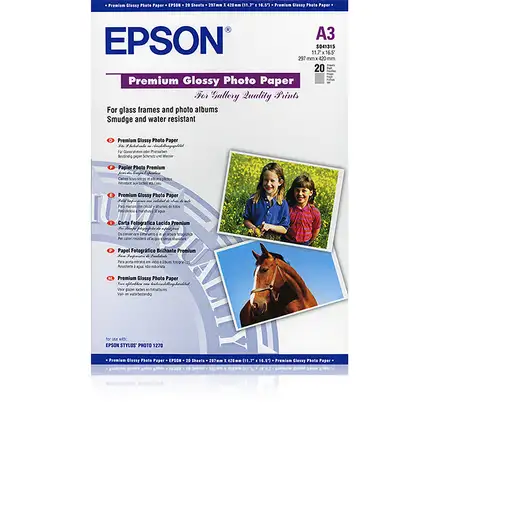 Epson Premium Glossy Photo Paper, DIN A3, 255 g/m², 20 hojas