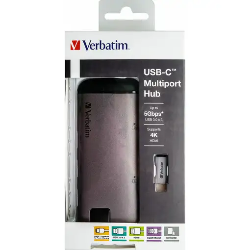 Verbatim 49142 base para portátil y replicador de puertos USB 3.2 Gen 1 (3.1 Gen 1