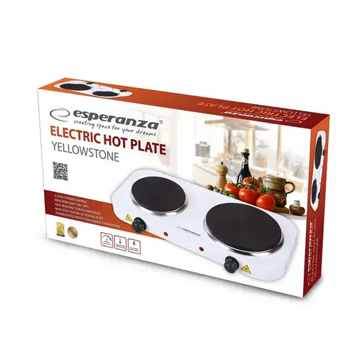 Esperanza EKH007W hobs Blanco Encimera Hornillo eléctrico / Placa eléctrica 2 zona