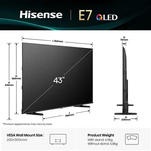 Hisense 43E77Q 109,2 cm (43'') 4K Ultra HD Smart TV Wifi Negro