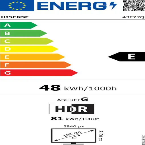 Hisense 43E77Q 109,2 cm (43'') 4K Ultra HD Smart TV Wifi Negro