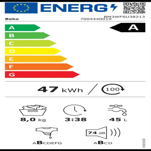 Beko b300 BM3WFSU38213 lavadora Carga frontal 8 kg 1200 RPM Negro, Blanco