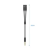 AISENS Cable Adaptador Audio Jack 3.5 4pines/M-2xjack 3.5 3pines/H, Negro, 25cm