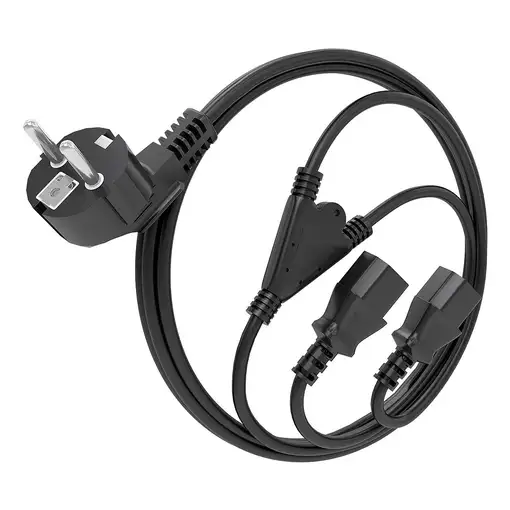 AISENS Cable Alimentacion CPU, CEE7/M-2xC13/H, Negro, 1.8M