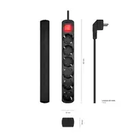 AISENS Base Multiple 6 Tomas Con Interruptor Con Cable 3x1.5mm2, Negro, 1.4m